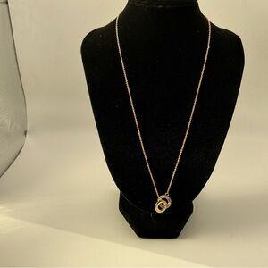 Coach Gold Tone Crystal Interlocking Rings Necklace | New With Dust Bag.